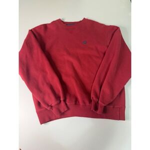 Champion Authentic Mens Red Crewneck Sweatshirt Embroidered Logo Fleece Size M